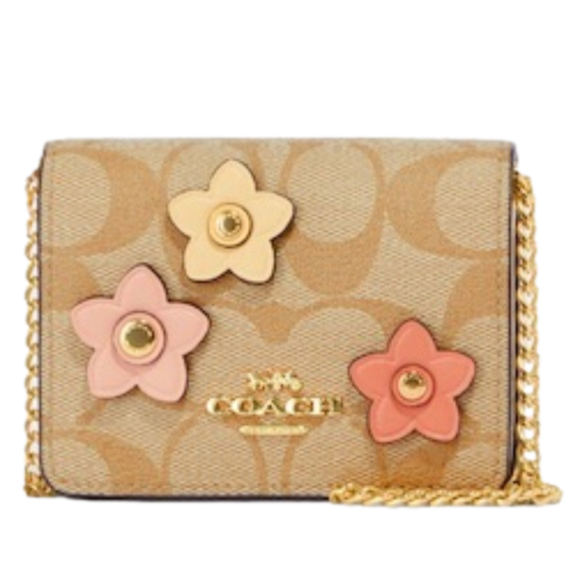 Coach Handbags - COACH Wallet On A Chain, Signature Canvas with Floral Appliqués NWT, Great Gift!